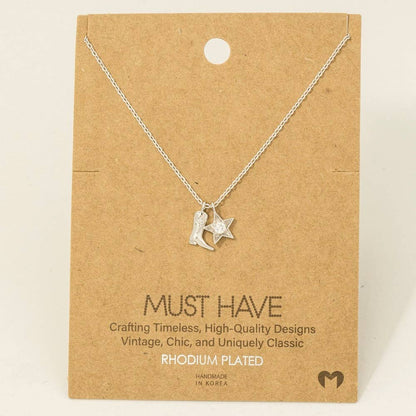 Gold Dipped Cowboy Boots Star Pendant Necklace