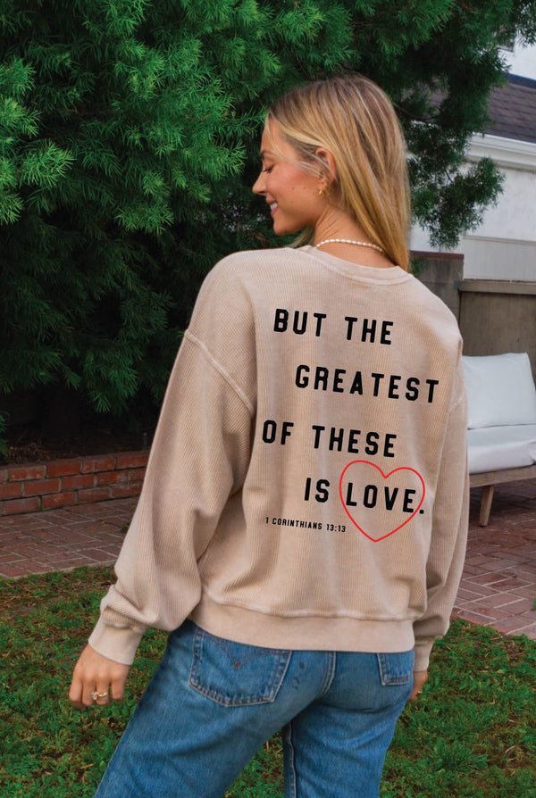 FAITH HOPE LOVE Cropped Thermal Vintage Pullover