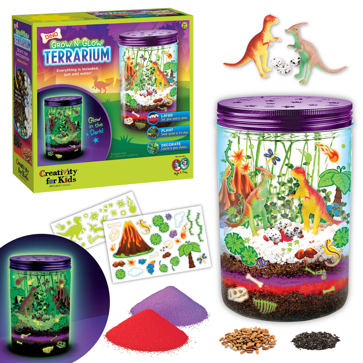 Grow N' Glow Dinosaur Terrarium | DIY Craft Kit for Kids