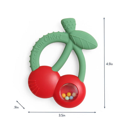 Bitzy Shake Silicone Teether w Rattle | Cherries