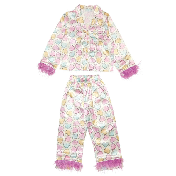 Candy Hearts Feather Pajama Set