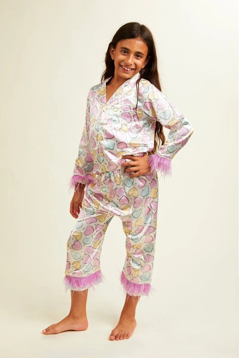 Candy Hearts Feather Pajama Set