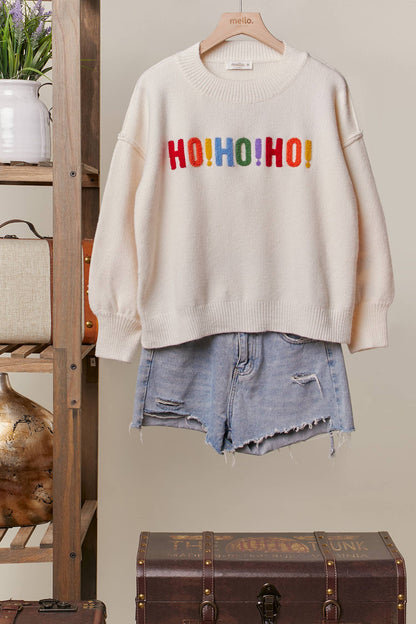 Oversized Christmas Sweater with Rainbow Lettering