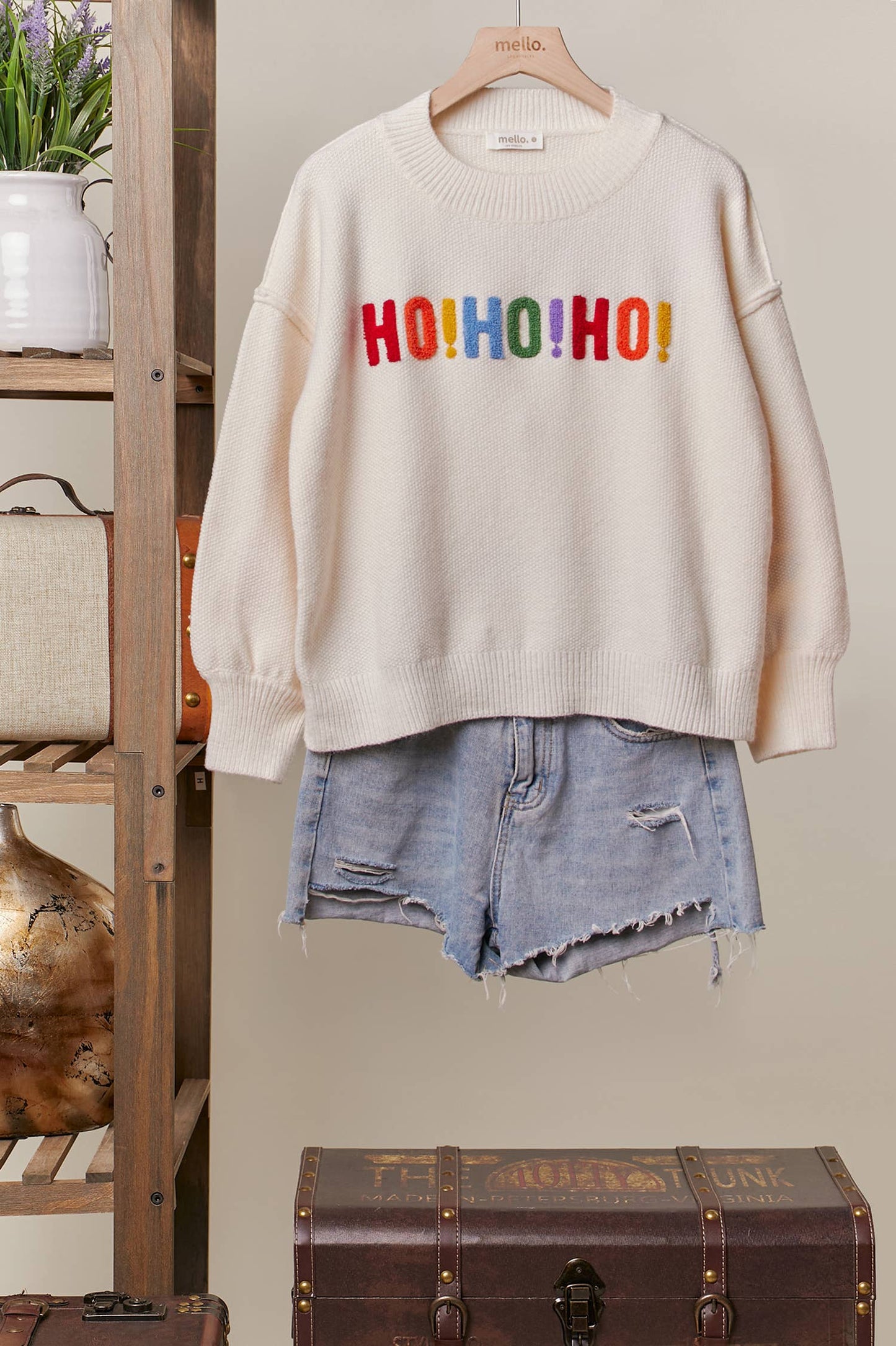 Oversized Christmas Sweater with Rainbow Lettering
