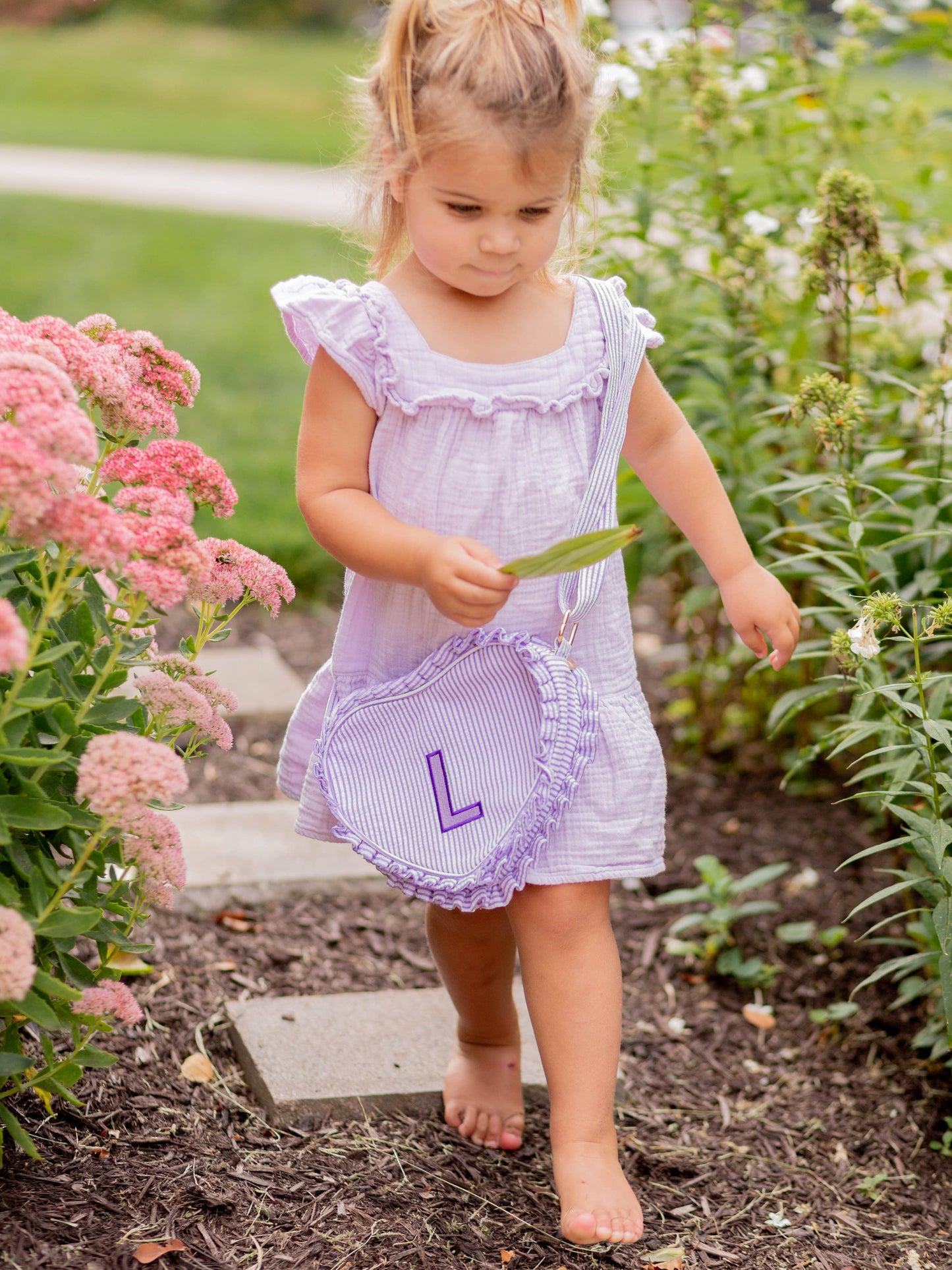 Heart Purse, Seersucker Lavender