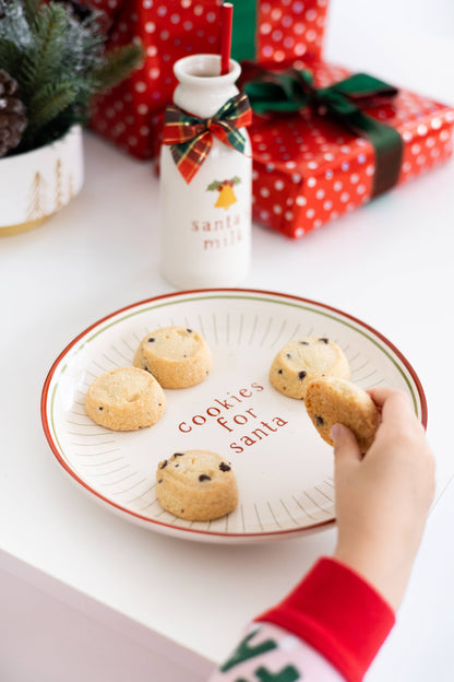 Santa Christmas Cookie Plate & Milk Jug Holiday Set