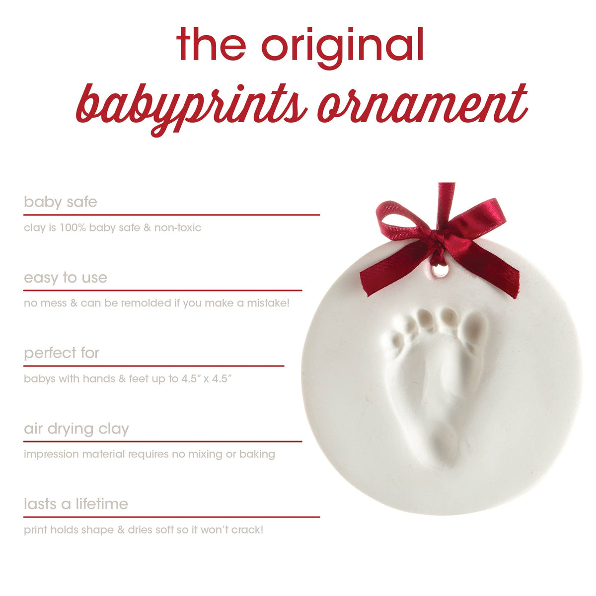 Baby Handprint or Footprint Christmas Ornament Kit