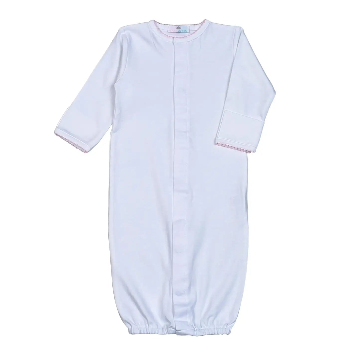 White Converter Gown | Pink Picot Trim