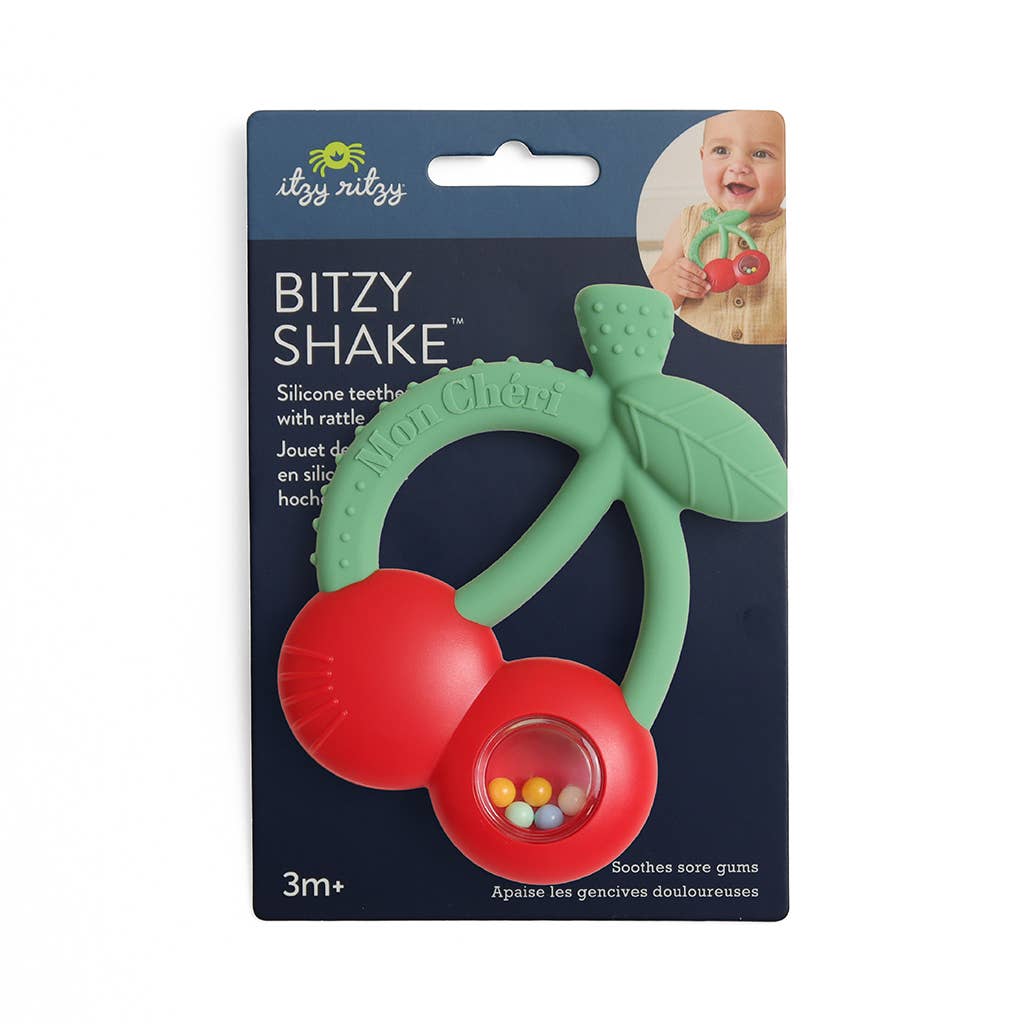 Bitzy Shake Silicone Teether w Rattle | Cherries