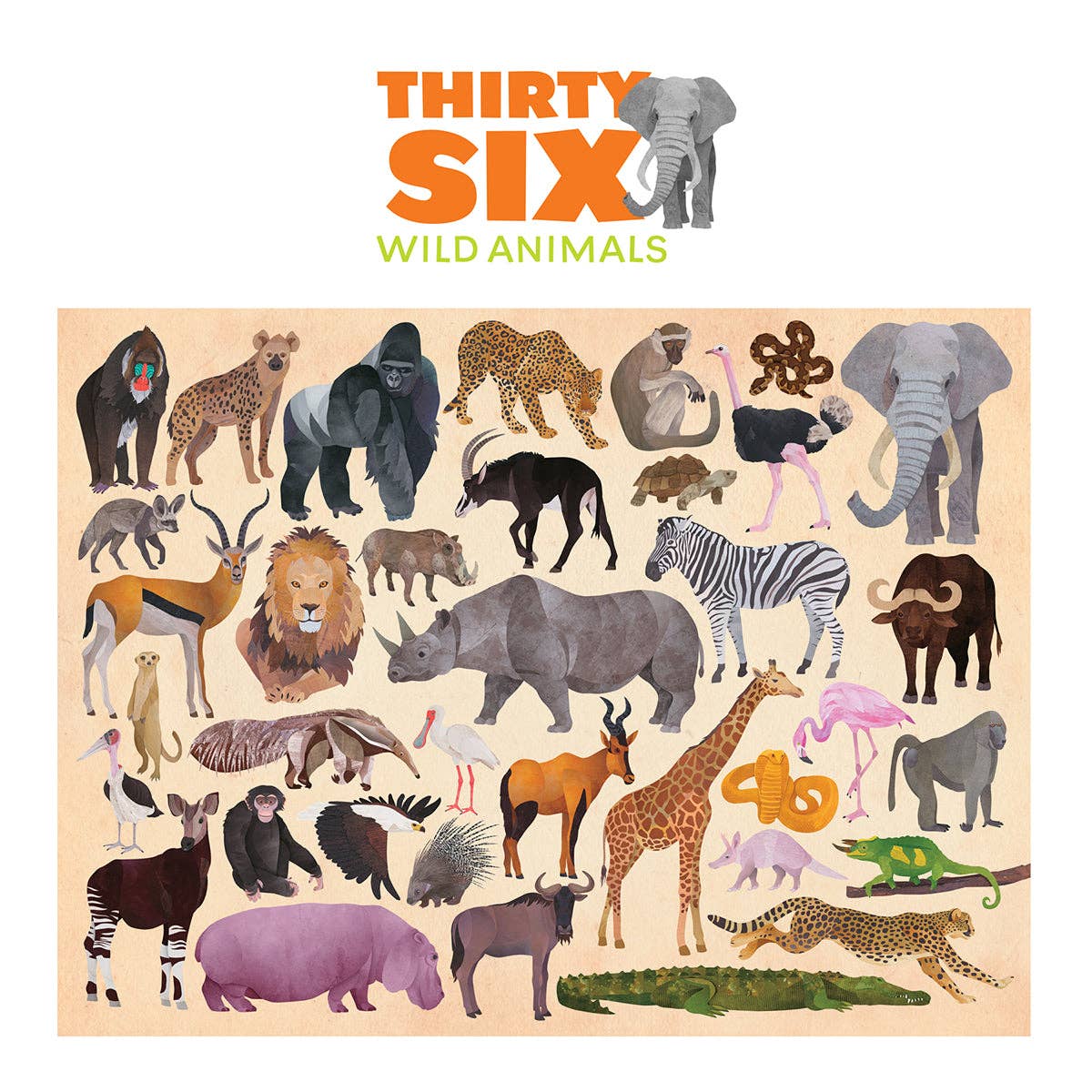 100-Piece Puzzle | 36 Wild Animals