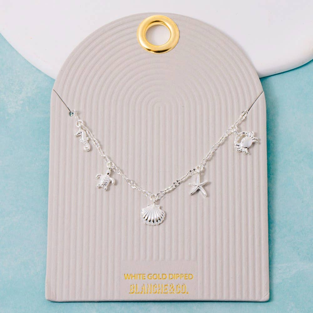 Gold Dipped Sea Life Charms Pendant Necklace