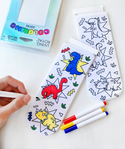 DIY Coloring Kit Socks | Days of the Dinosaurs