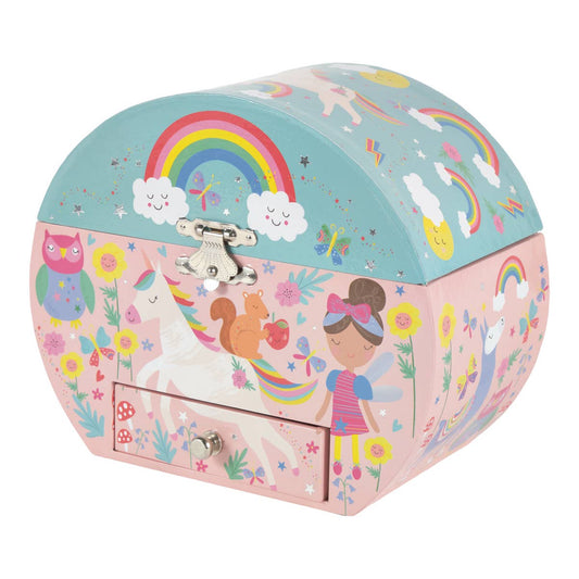 Musical Jewellery Box Oval Shape - Rainbow Fairy