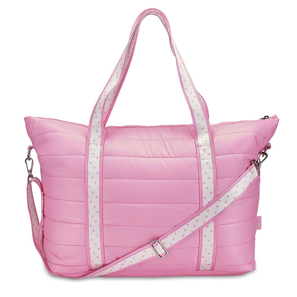 Pink Puffer Tote Heart Strap