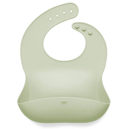 Silicone Baby Bib Roll Up & Stay Closed | Light Sage