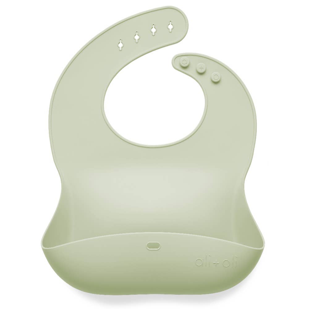 Silicone Baby Bib Roll Up & Stay Closed | Light Sage