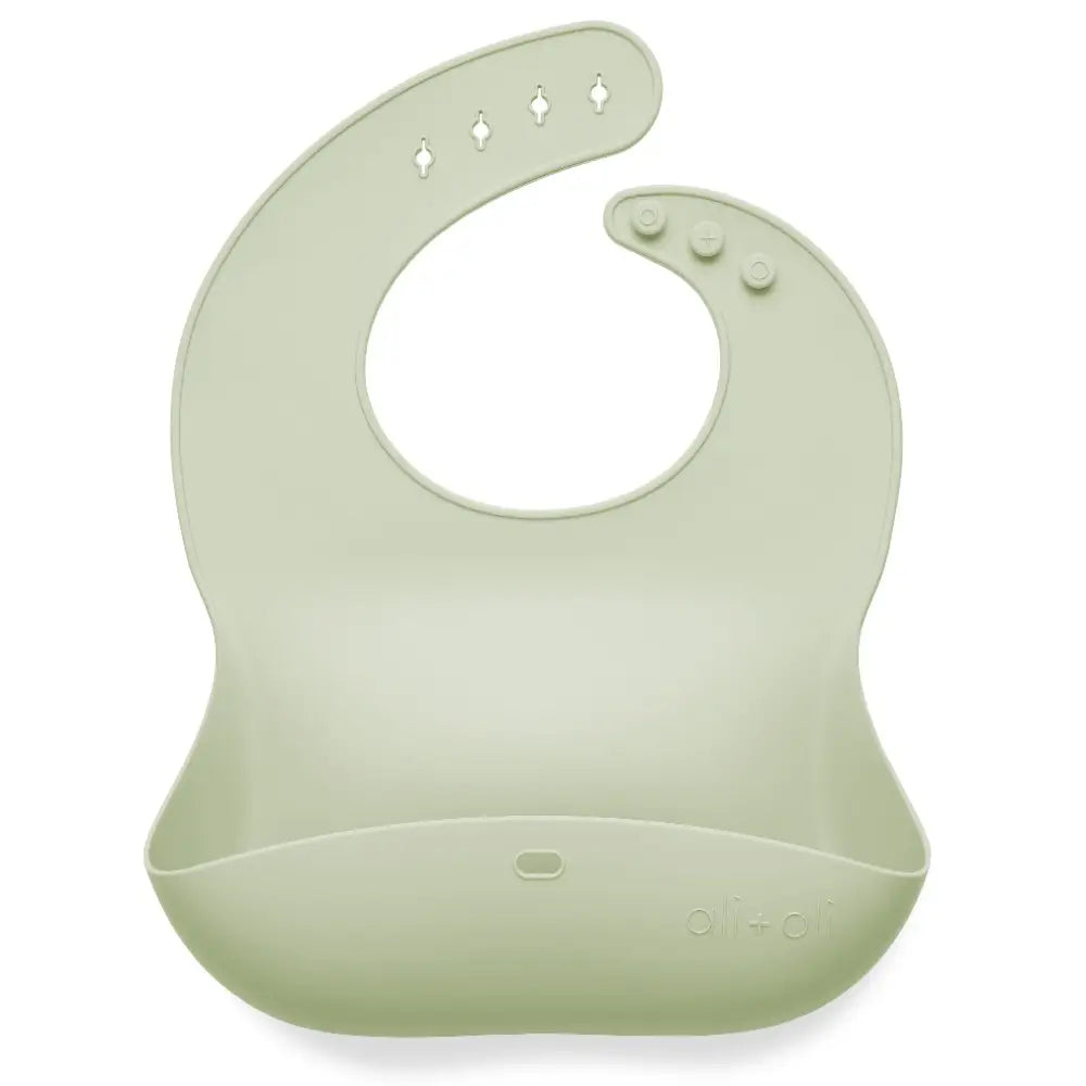 Silicone Baby Bib Roll Up & Stay Closed, Light Sage