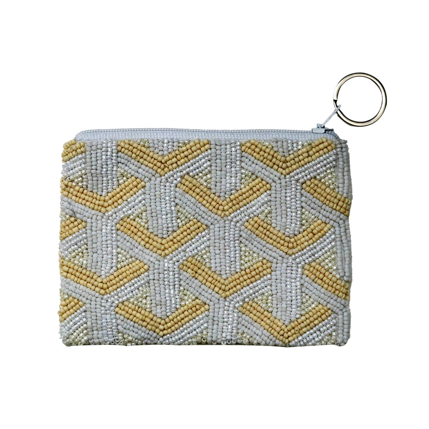 Yellow Pattern Beaded Coin Purse