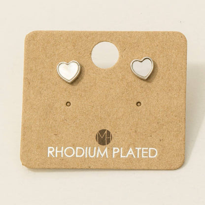 Gold Dipped Mini Heart Shell Stud Earrings