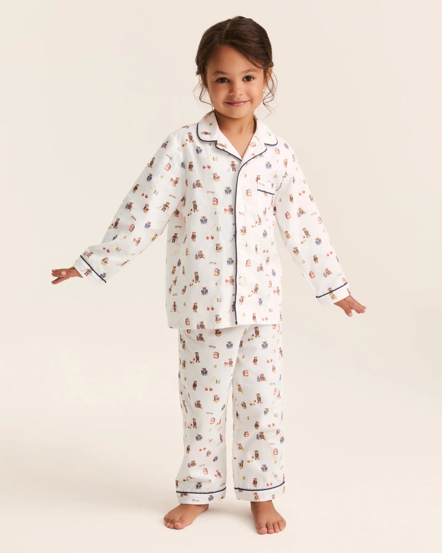 Kid's Twill Pajama Set | Teddy Goes To School