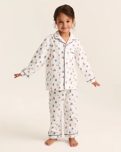 Kid's Twill Pajama Set | Teddy Goes To School