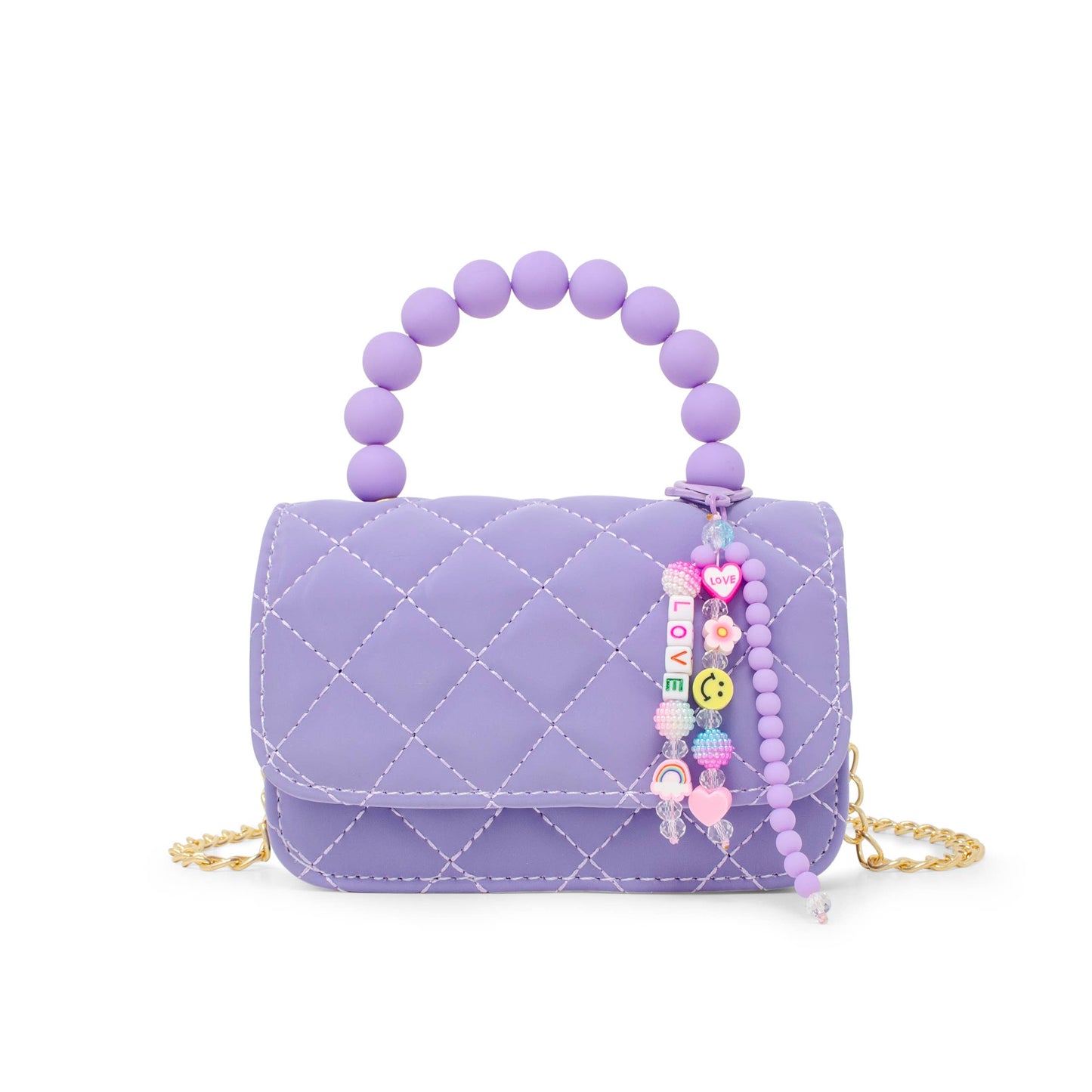 Pearl Handle Message Charm Handbag | Lavender