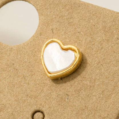 Gold Dipped Mini Heart Shell Stud Earrings
