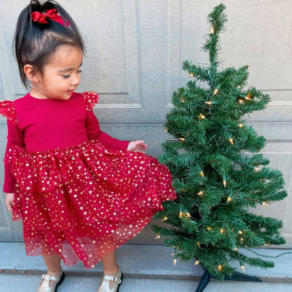 Scarlett Shimmer Christmas Long Sleeve Tutu Dress