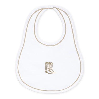 Darling Cowboy Boots Bib | Ivory
