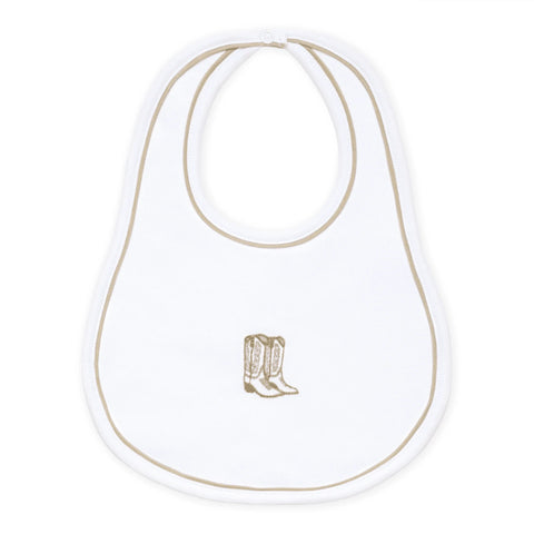 Darling Cowboy Boots Bib | Ivory