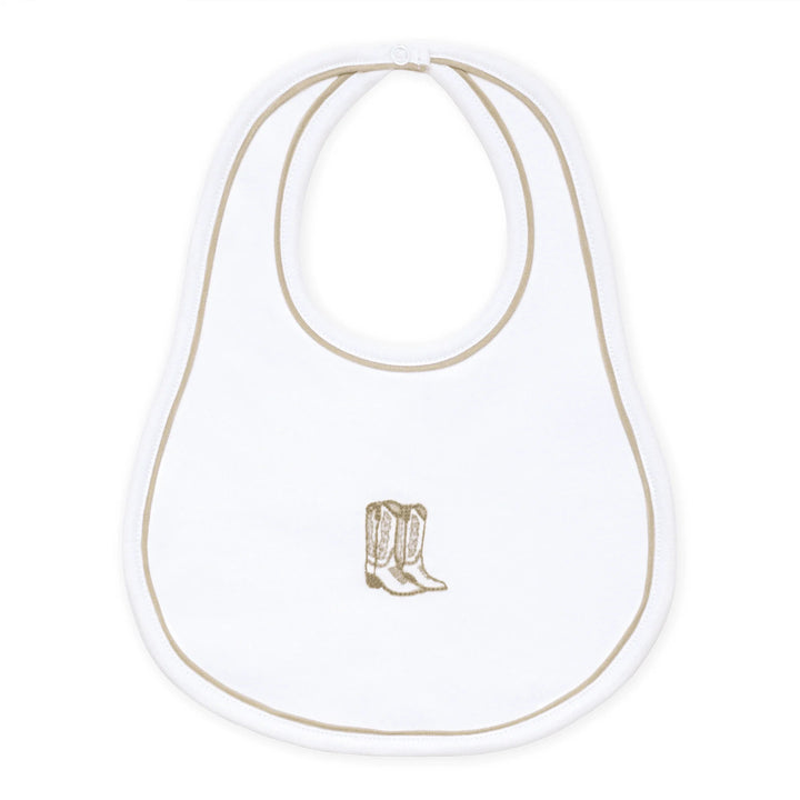 Darling Cowboy Boots Bib | Ivory