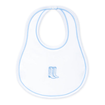Darling Cowboy Boots Bib | Light Blue