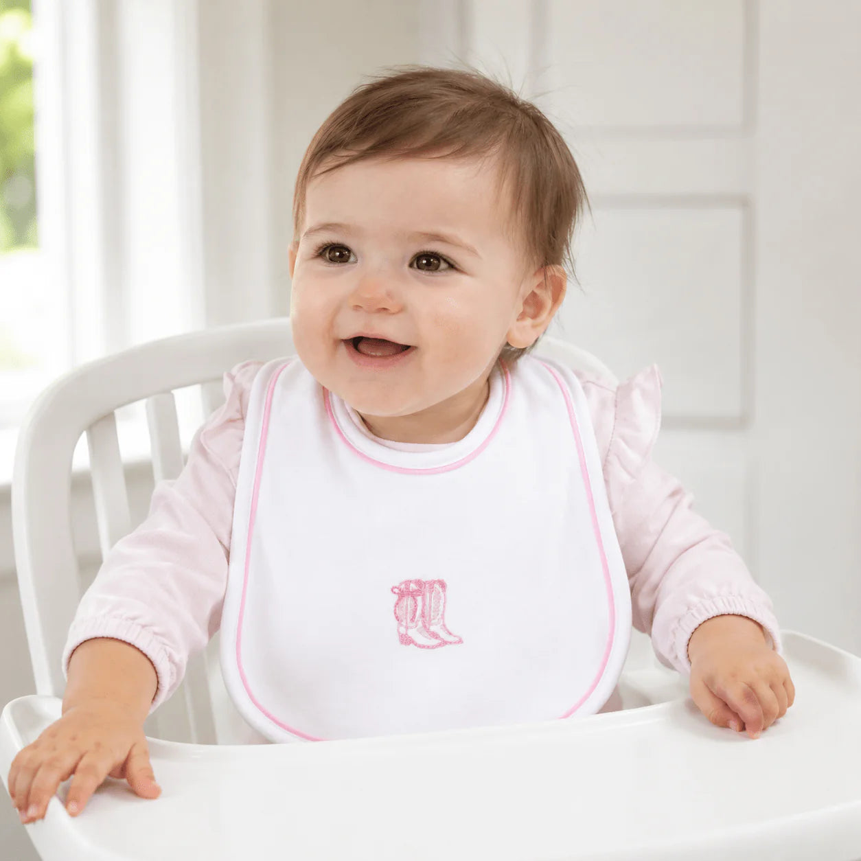 Darling Cowboy Boots Bib | Pink