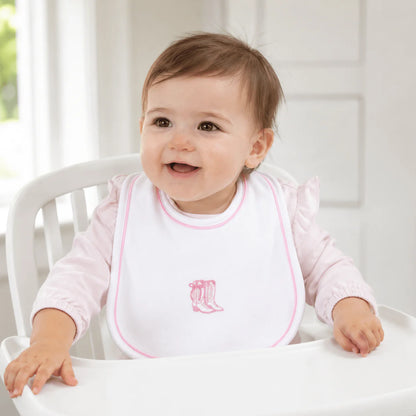 Darling Cowboy Boots Bib | Pink