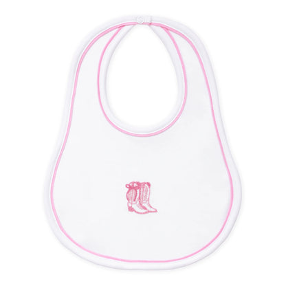 Darling Cowboy Boots Bib | Pink