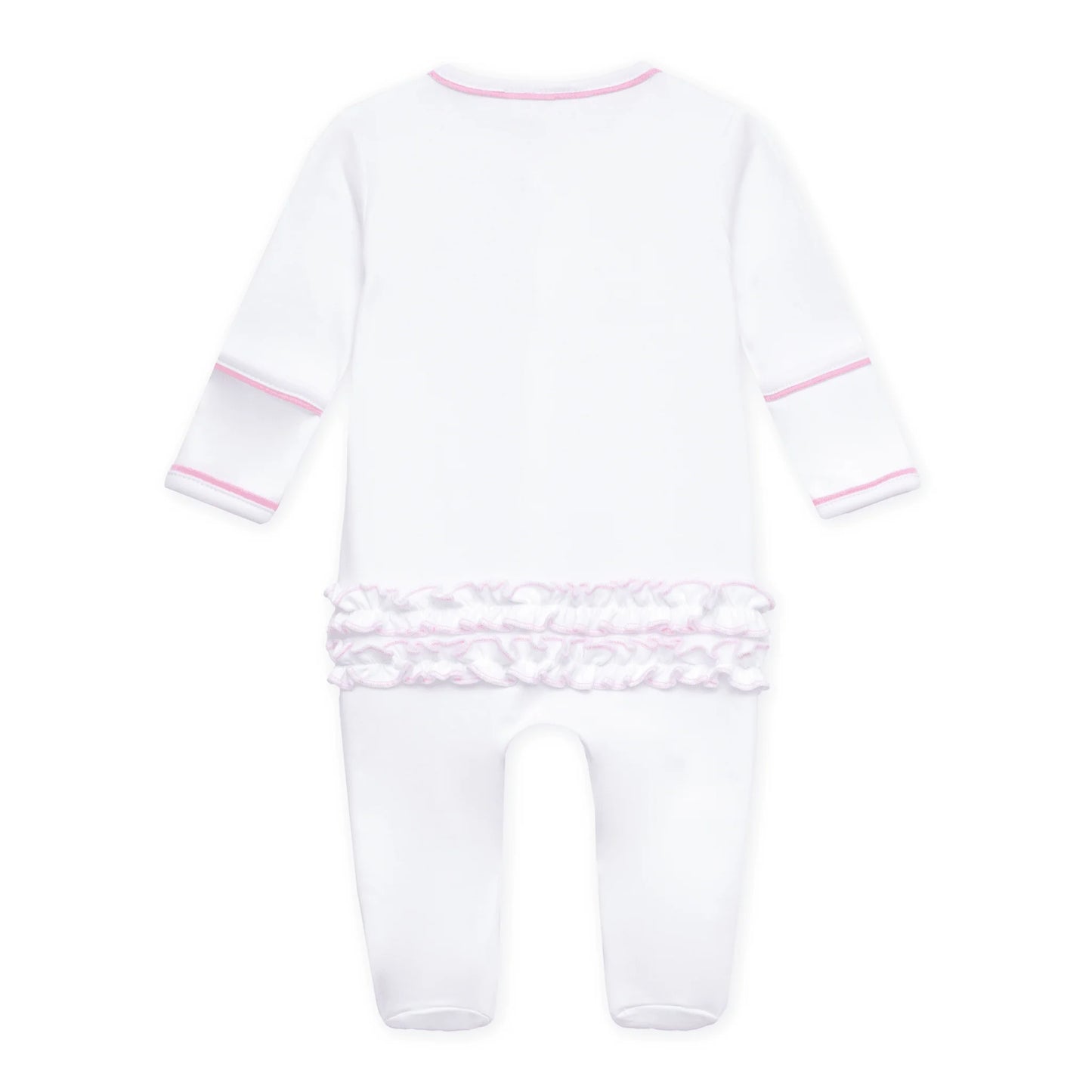 Darling Cowboy Boots Ruffle Embroidered Footie | Pink