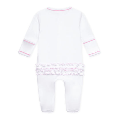 Darling Cowboy Boots Ruffle Embroidered Footie | Pink