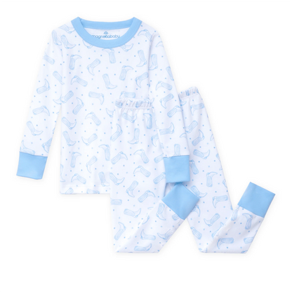 Darling Cowboy Boots Long PJ's | Light Blue