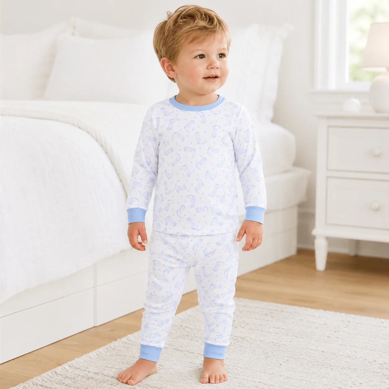 Darling Cowboy Boots Long PJ's | Light Blue