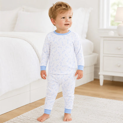 Darling Cowboy Boots Long PJ's | Light Blue