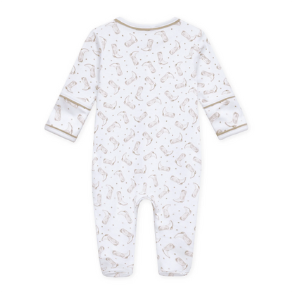 Darling Cowboy Boots Print Ruffle Footie | Ivory