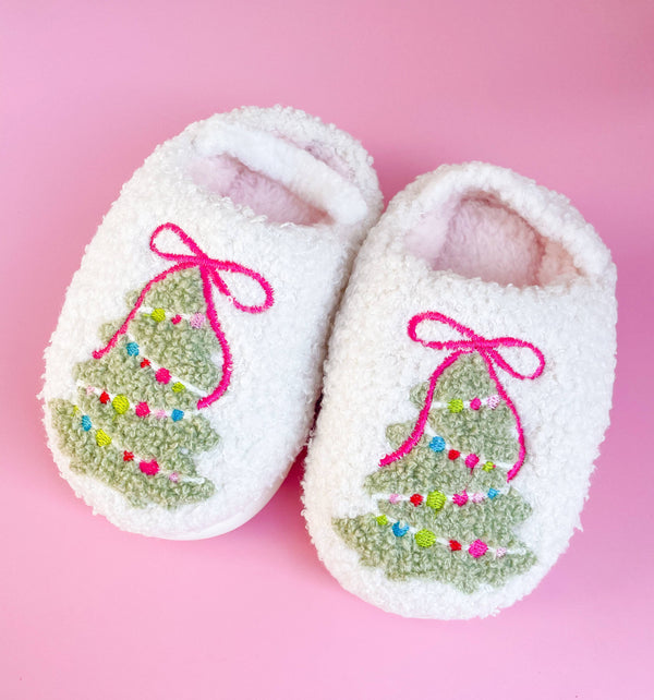 Toddler Bow Christmas Tree Slippers