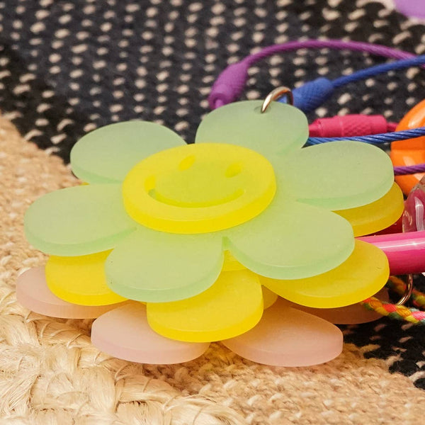 Happy Face Flower Chunky Keychain