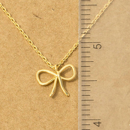 Gold Dipped Wire Ribbon Bow Pendant Necklace
