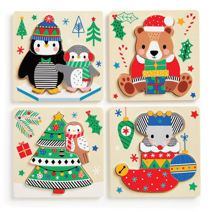 Festive Friends Set of 4 Wood Puzzles