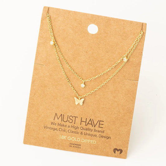 Dainty Layered Butterfly Necklace