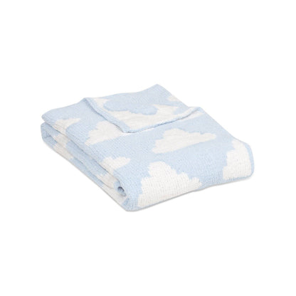 Chenille Baby Blanket - Blue Clouds