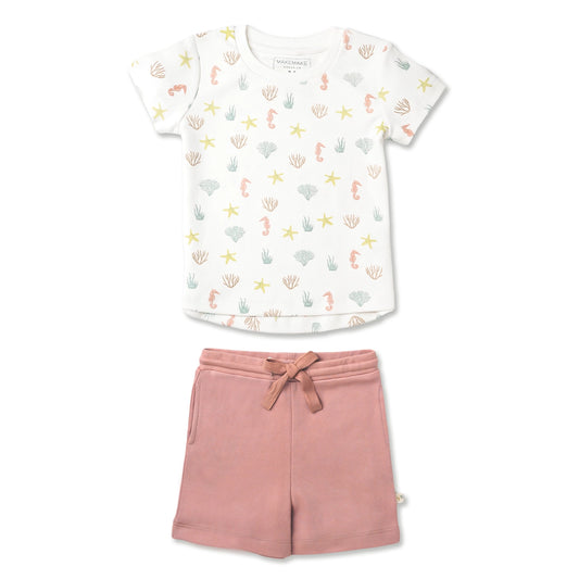 Organic Tee & Shorts Set | Coral