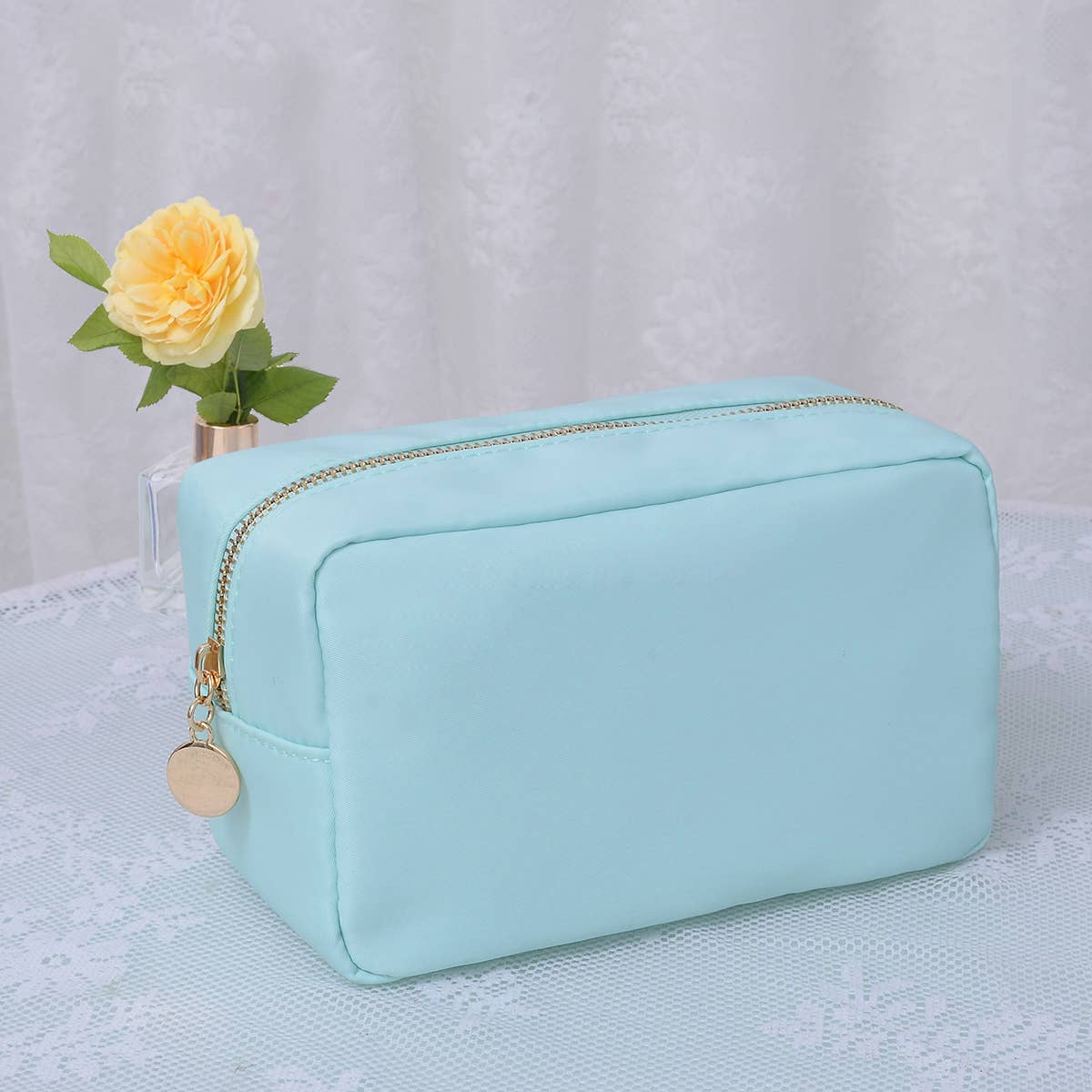 Round Zippered Nylon Pouch Bag (includes 2 complimentary patches)