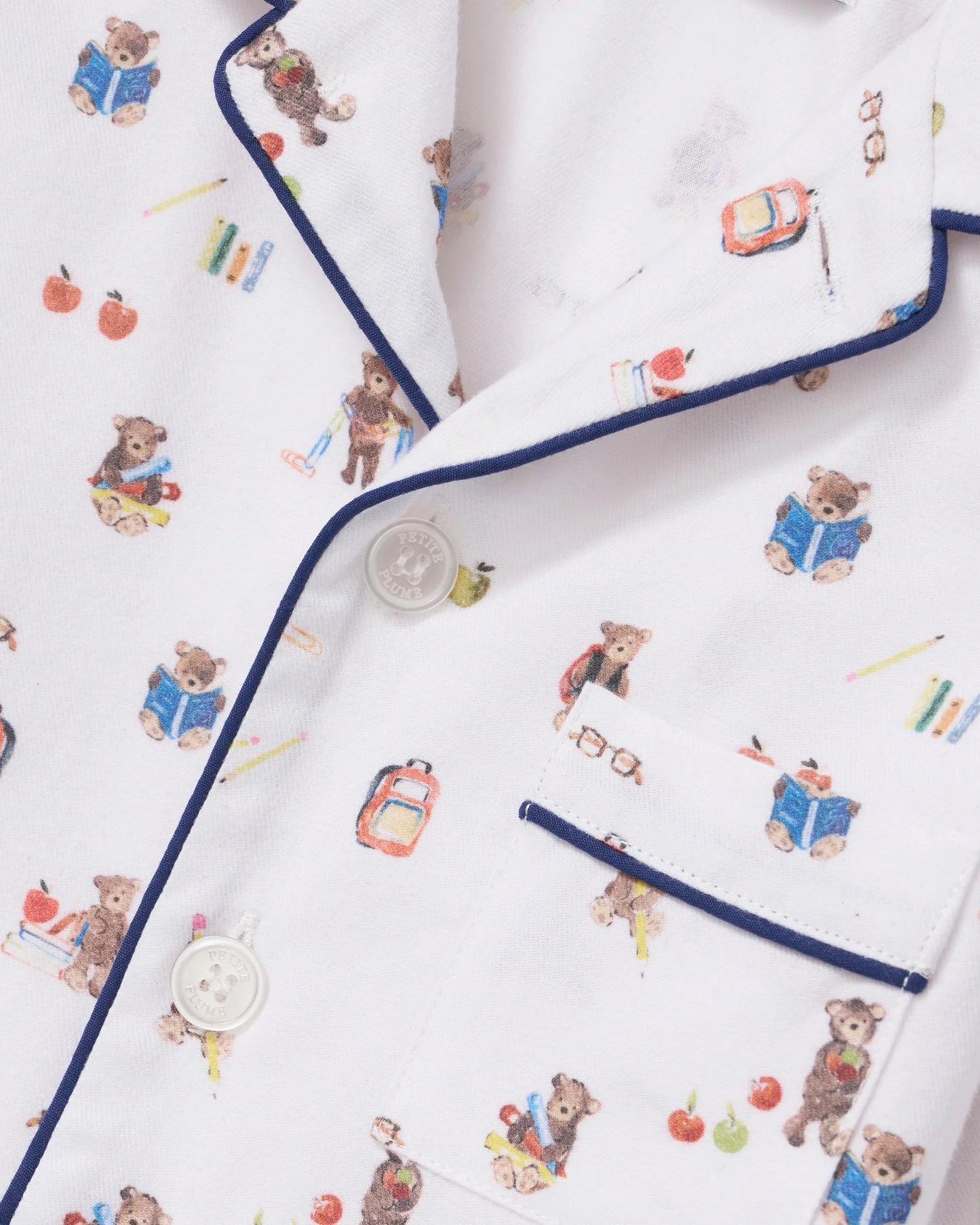 Kid's Twill Pajama Set | Teddy Goes To School